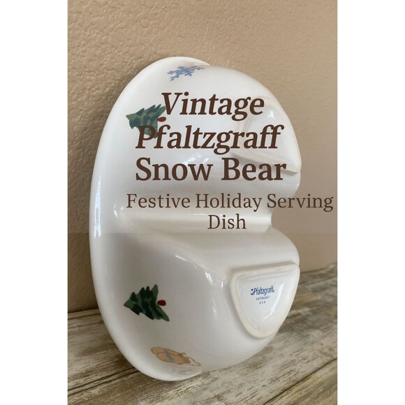 Vintage 2002 Pfaltzgraff Snow Bear 10" Divided Serving Dish Pre-owned No Box - Picture 1 of 10